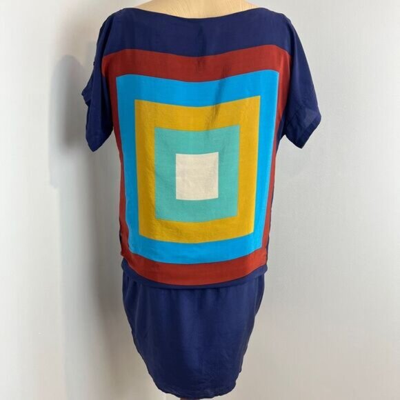 Kookai 100% Silk 40 US Large Multicolored Geometric Short Sleeve Shirt Dress - Picture 6 of 12